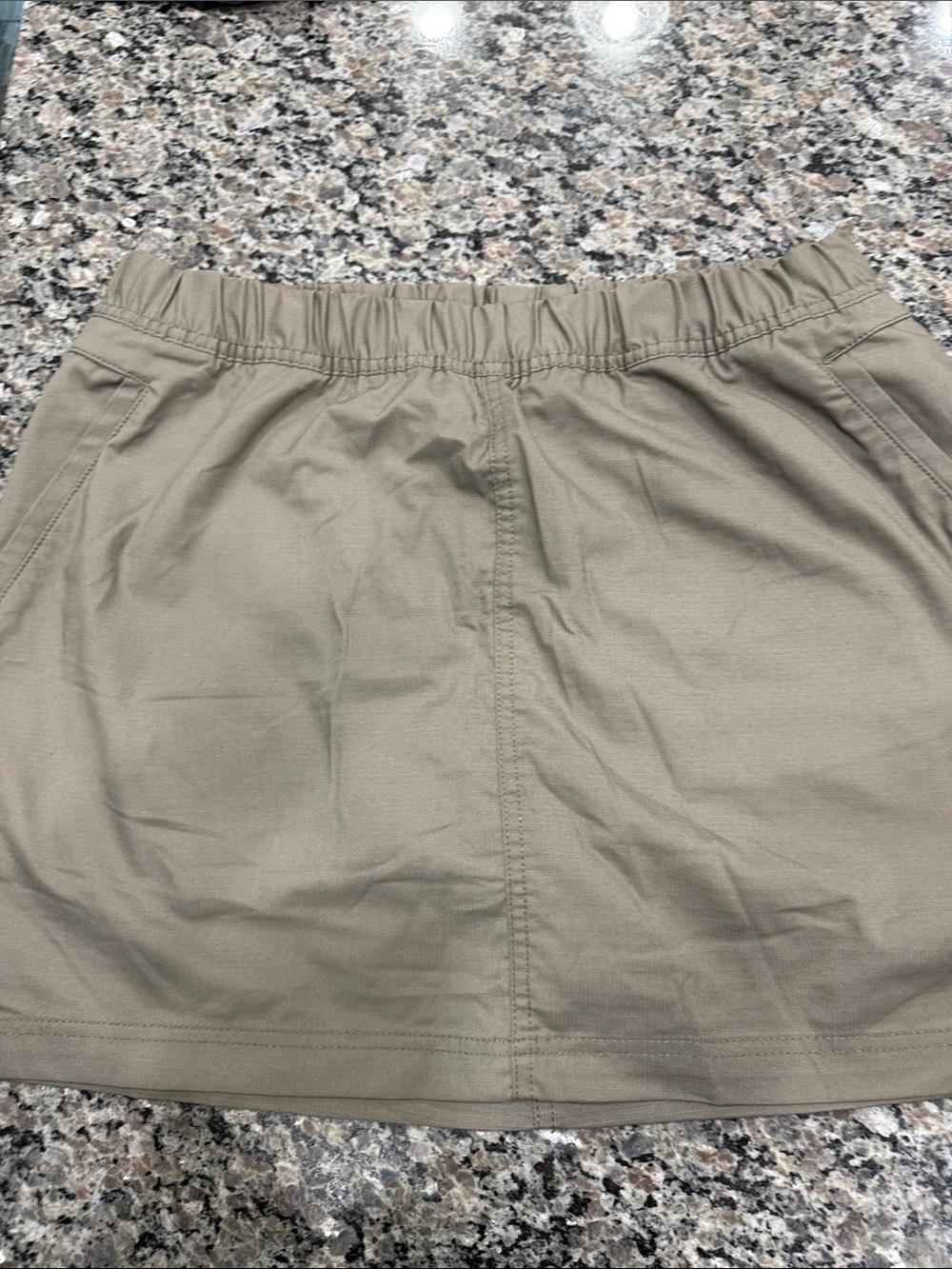 Prana Olive-Tan Elastic Waist Mini Skirt
